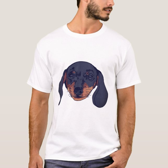 Dackel Hund Portrait T-Shirt (Vorderseite)