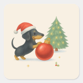 Dackel Hund Quadratischer Aufkleber