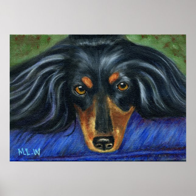 Dackel Hund Rasse Kunst - Hallie Poster (Vorne)