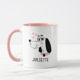 Dackel Hund Romantische rosa Herzen Personalisiert Tasse