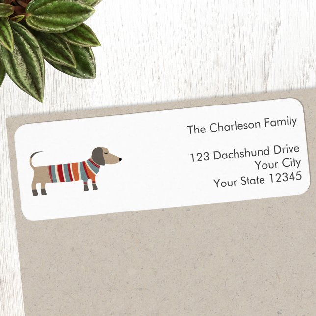 Dackel Hund Rückgabeadresse Etikett (Fun Dachshund Wiener Sausage Dog personalized return address label)