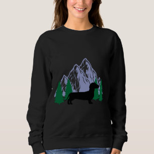 Dackel Hund Silhouette Bergbaum Weihnachten Sweatshirt