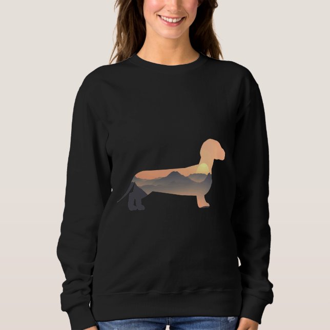 Dackel Hund Silhouette Sonnenberg Sweatshirt (Vorderseite)