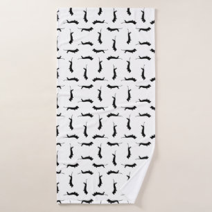 Dackel Hund Silhouetten CUSTOM HINTERGRUNDFARBE Badehandtuch