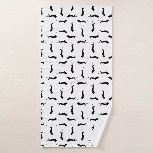 Dackel Hund Silhouetten CUSTOM HINTERGRUNDFARBE Badehandtuch (Badehandtuch)