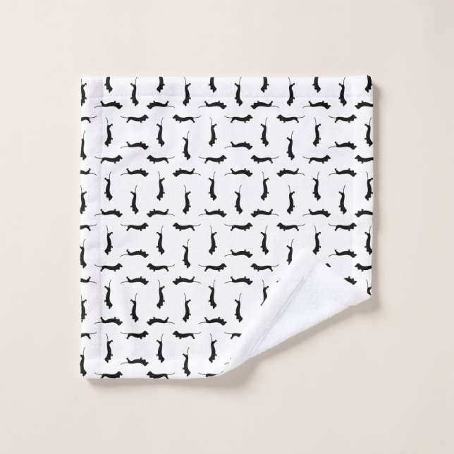 Dackel Hund Silhouetten CUSTOM HINTERGRUNDFARBE Waschlappen (Waschlappen)