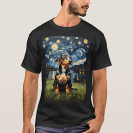 Dackel Hund Starry Night , Edvard Munch Stil T-Shirt