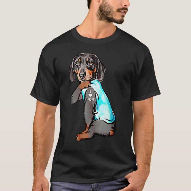 Dackel Hund Tattoo I Liebe Mama Dogma T-Shirt (Vorderseite)