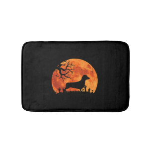 Dackel Hund und Mond Funny Halloween Kostüm Badematte