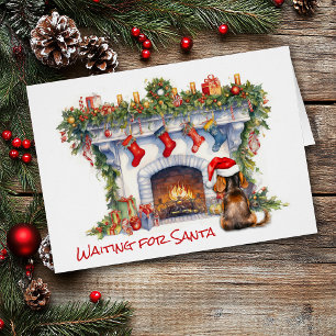 Dackel Hund warten auf Weihnachts-Feuerplatz