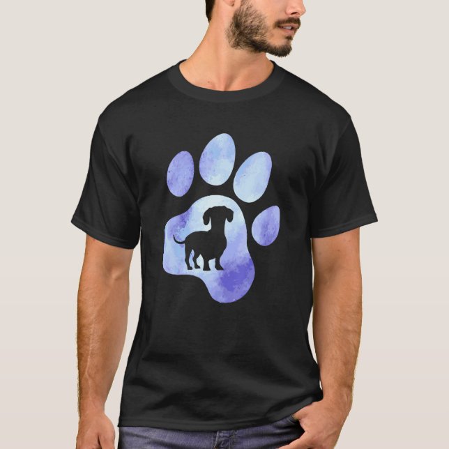 Dackel Hund Wasserfarbtier T-Shirt (Vorderseite)