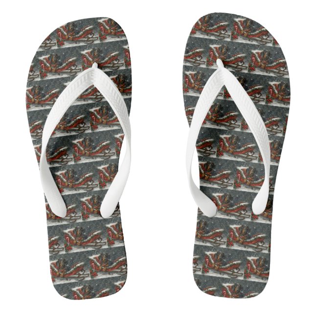 Dackel Hund Weihnachten Flip Flops (Fußbett)
