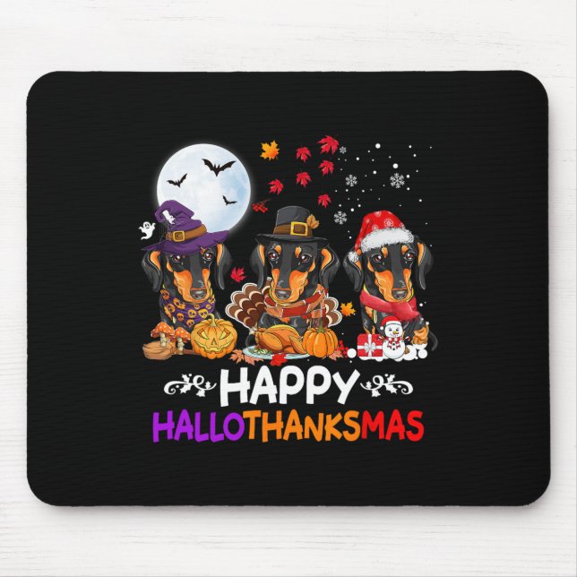 Dackel Hund Weihnachten Frohe Hallothankmas Danke Mousepad (Vorne)