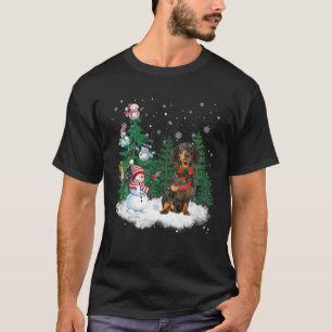 Dackel Hund Weihnachten Snowman Xmas Tree Pajama T-Shirt