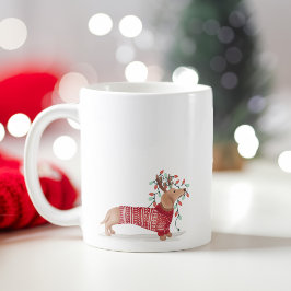 Dackel Hund Weihnachts-Sweater & Lights Kaffeetasse