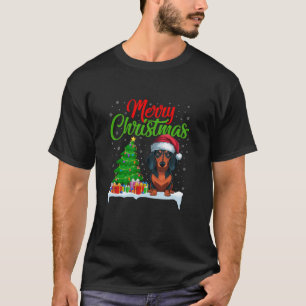 Dackel Hund Weihnachtsbaum Lichter Weihnachten Wei T-Shirt