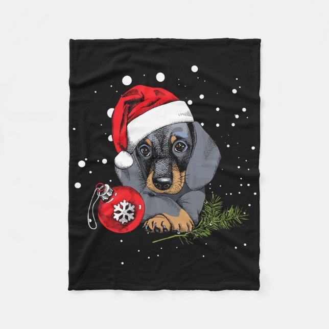 Dackel Hund Weihnachtsbaum Light Weihnachtsgeschen Fleecedecke (Vorderseite)