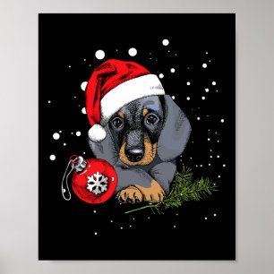 Dackel Hund Weihnachtsbaum Light Weihnachtsgeschen Poster