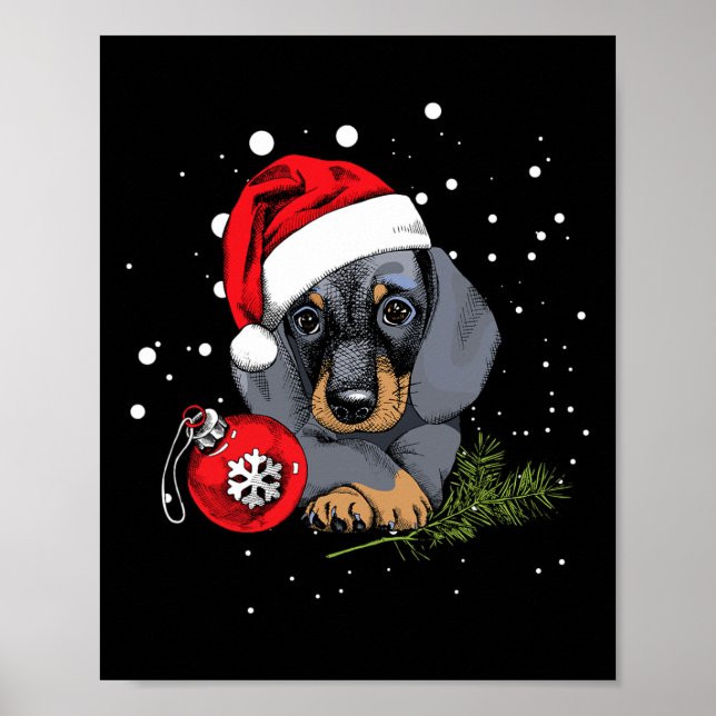 Dackel Hund Weihnachtsbaum Light Weihnachtsgeschen Poster (Vorne)