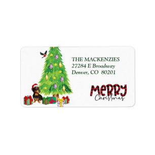 Dackel Hund Weihnachtsbaum Rücksendeadresse Etiket Adressaufkleber