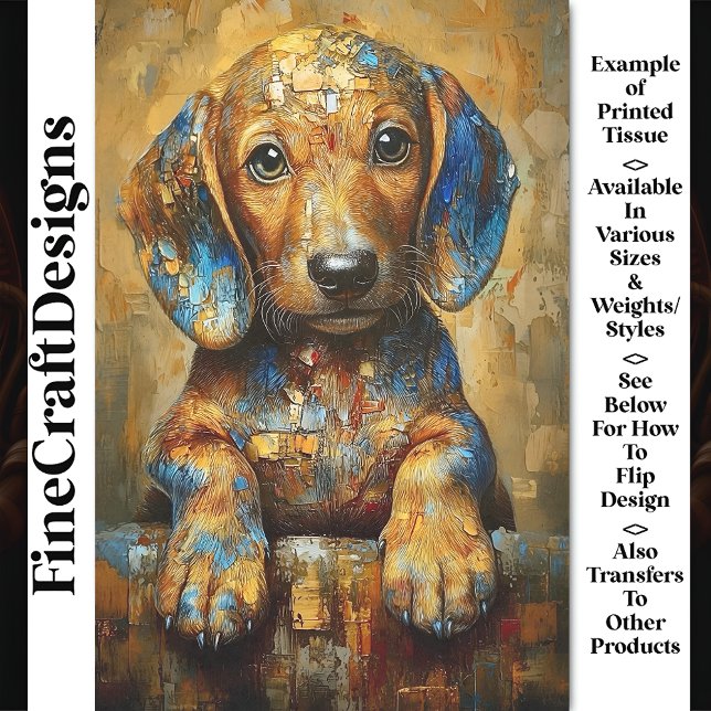 Dackel Hund Welpenöl Portrait BV1 Decoupage Seidenpapier (Von Creator hochgeladen)