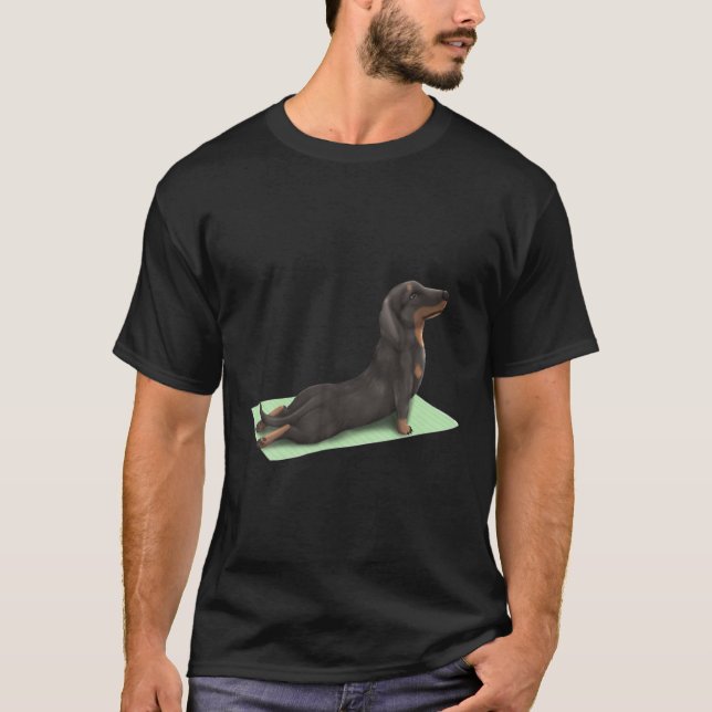 Dackel Hund Yoga Pose Meditation Zen Workout Exe T-Shirt (Vorderseite)