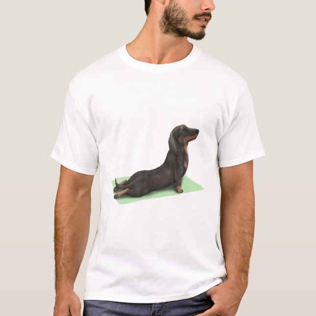 Dackel Hund Yoga Pose Meditation Zen Workout Exe T-Shirt (Vorderseite)