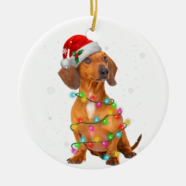 Dackel Hunde Bäume Weihnachten Weihnachten Weihnac Keramik Ornament (Vorne)