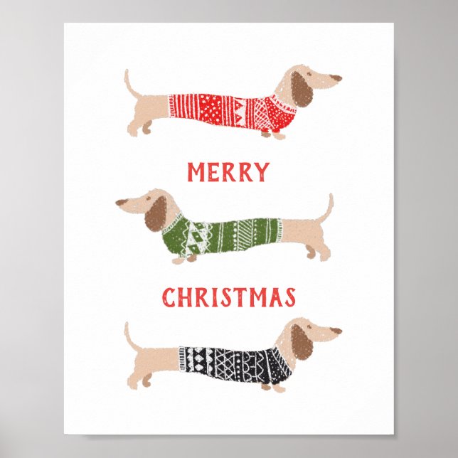 Dackel Hunde Dackel Frohe Weihnachts-Sweater Poster (Vorne)