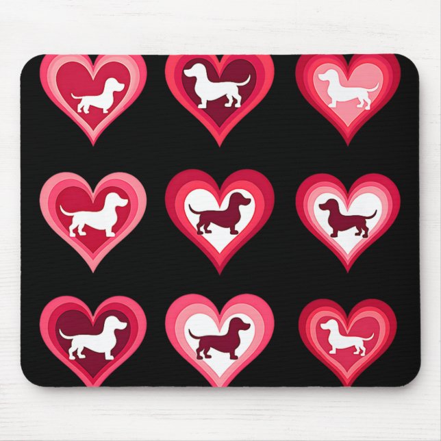 Dackel Hunde Dackel Herz Candy Valentinstag D Mousepad (Vorne)