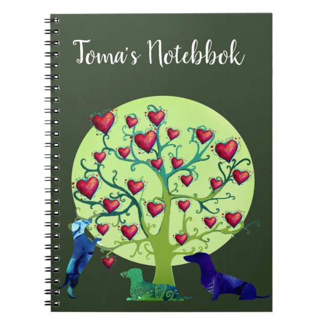 Dackel Hunde Herz , Notizbuch Notizblock (Vorderseite)