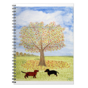 Dackel Hunde im Herbst Notizblock