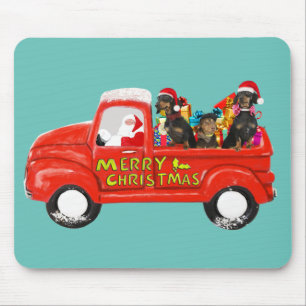 Dackel Hunde im Truck für Weihnachten Mousepad