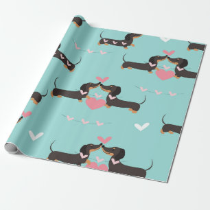 Dackel Hunde in Liebe und Herz nahtlos Geschenkpapier