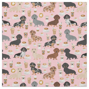 Dackel Hunde Kaffeeliebhaber Rosa Stoff