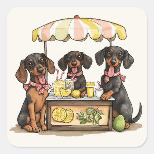 Dackel Hunde Lemonade Stand Quadratischer Aufkleber