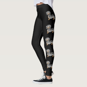 Dackel-Hunde mit schwarzem und tanem Daple Leggings