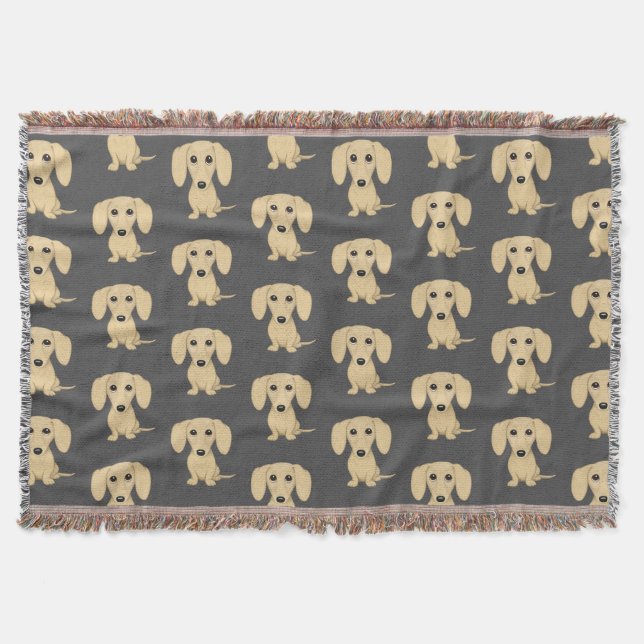 Dackel-Hunde-Muster mit glatter Creme Decke (Vorderseite)