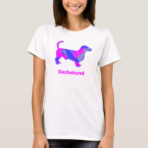 Dackel Hunde Silhouette Hot Pink & Blue T-Shirt
