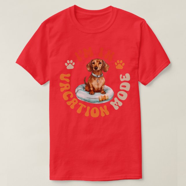 Dackel Hunde Urlaub Modus T-Shirt (Design vorne)