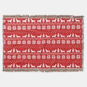 Dackel Hunde Weihnachten Sweater Muster Rot Decke