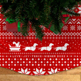 Dackel Hunde Weihnachtsmuster mit Eichhörnchen Polyester Weihnachtsbaumdecke