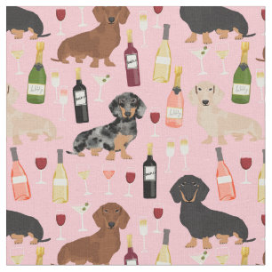 Dackel Hunde Weinliebhaber Rosa Stoff