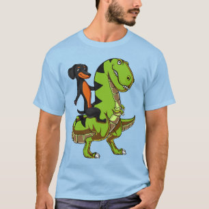 Dackel-HundeDackel, die T-Rex Dinosaurier reitet T-Shirt