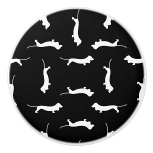 Dackel-Hundeform-Druck-Muster-Dackel-Hundekunst Keramikknauf