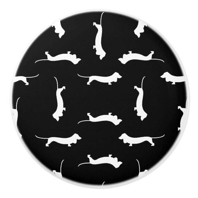 Dackel-Hundeform-Druck-Muster-Dackel-Hundekunst Keramikknauf (Vorderseite)