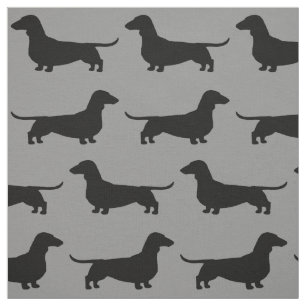 Dackel-HundeSilhouette-Muster grau und schwarz Stoff