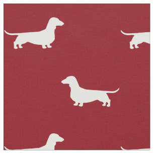 Dackel-HundeSilhouette-Muster-Rot und Weiß Stoff