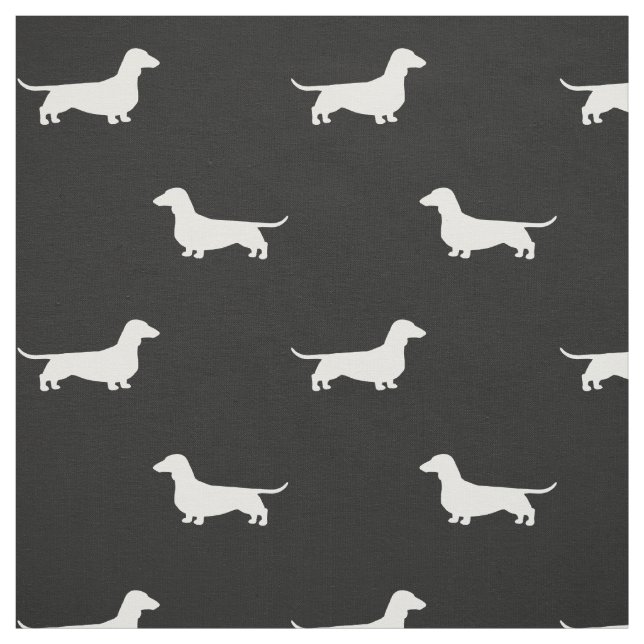Dackel-HundeSilhouette-Muster Schwarzweiss Stoff (Muster)