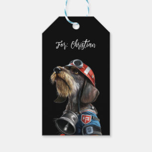 Dackel-Hundetext für Firefighter Geschenkanhänger